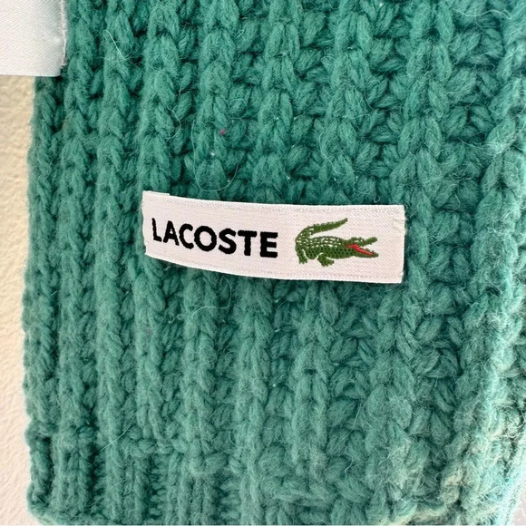 Lacoste Long Wool Blend Knit Scarf Cozy Winter Accessory - Picture 4 of 7